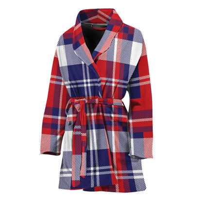USA Plaid Pattern Print Women's Bathrobe