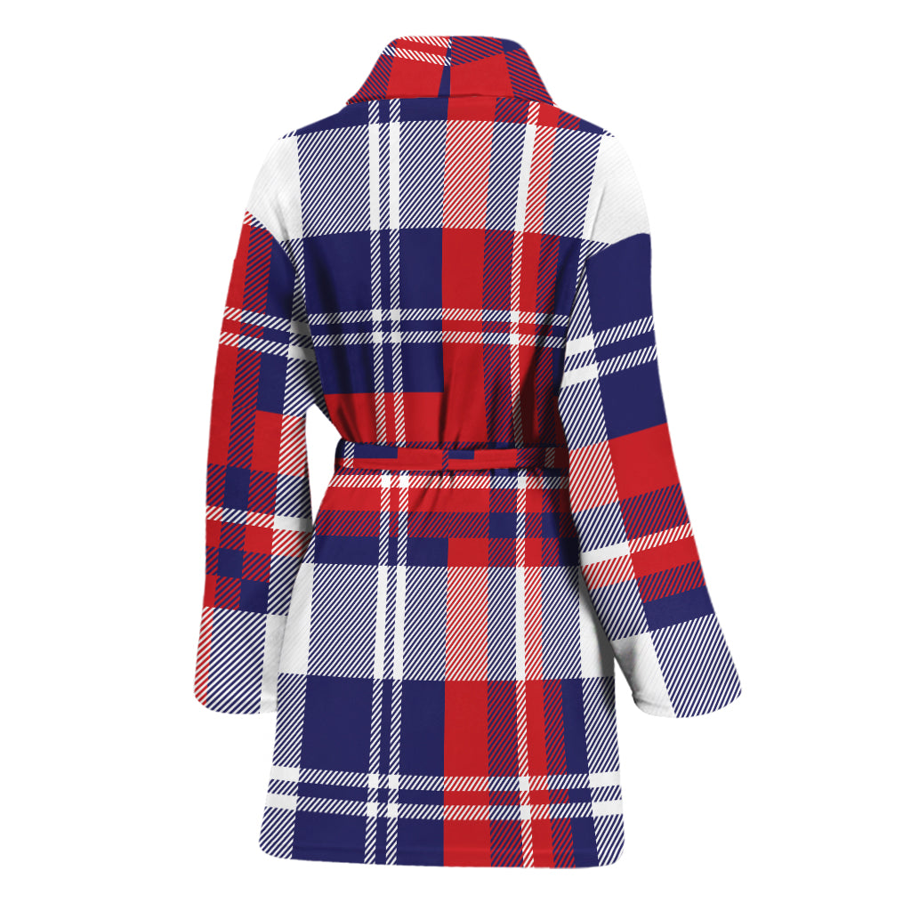 USA Plaid Pattern Print Women's Bathrobe