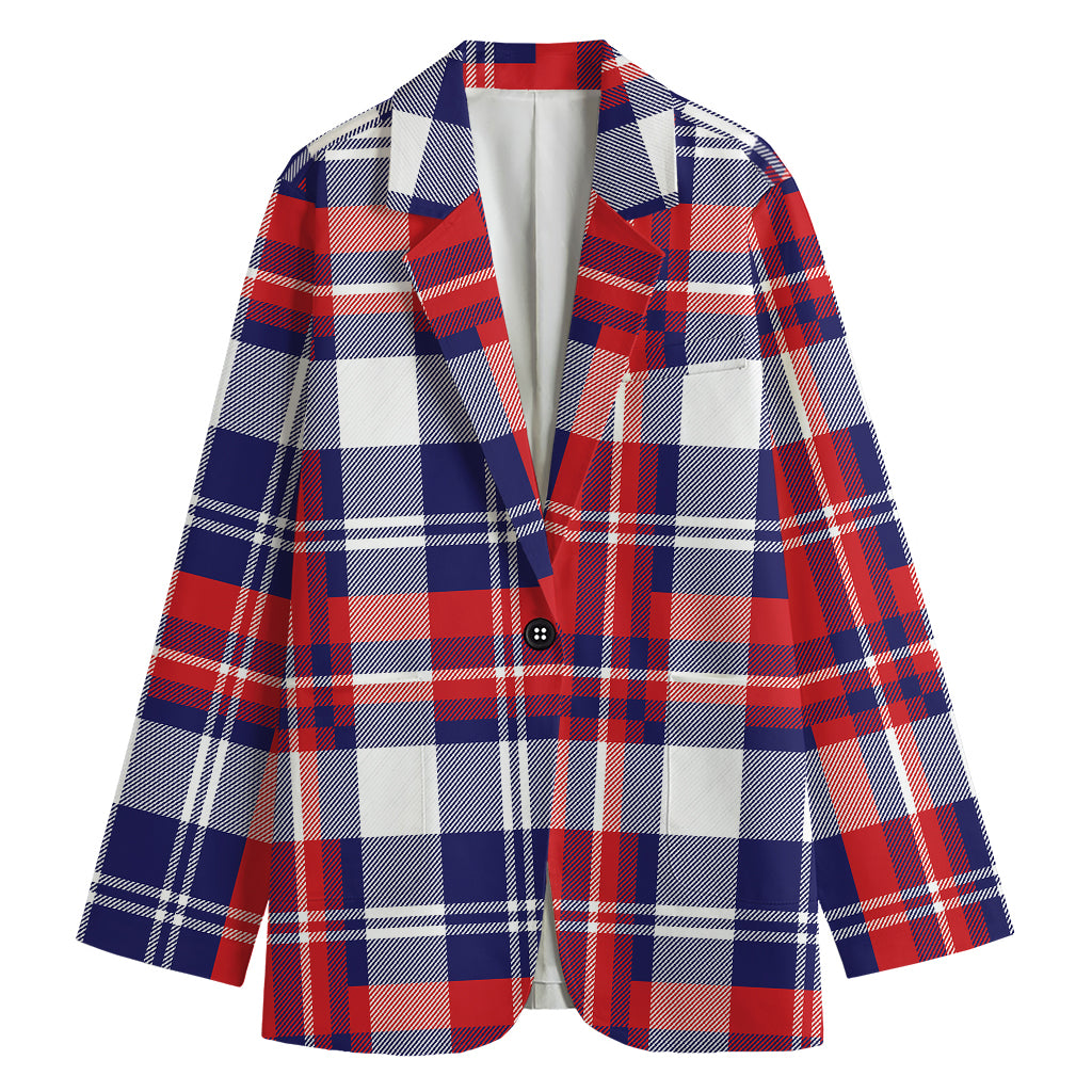USA Plaid Pattern Print Women's Blazer