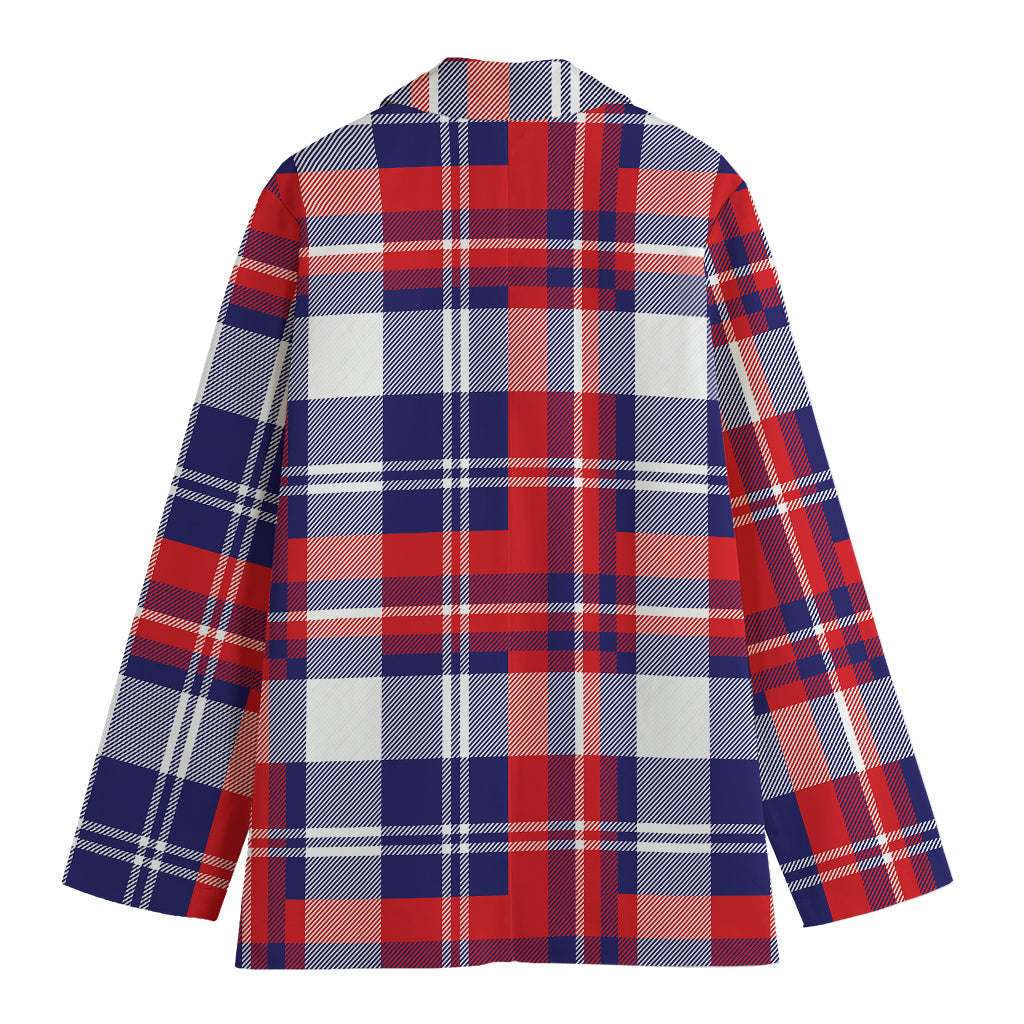 USA Plaid Pattern Print Women's Blazer