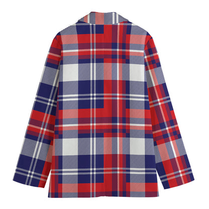 USA Plaid Pattern Print Women's Blazer