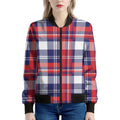 USA Plaid Pattern Print Women's Bomber Jacket