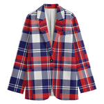 USA Plaid Pattern Print Women's Cotton Blazer