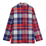 USA Plaid Pattern Print Women's Cotton Blazer