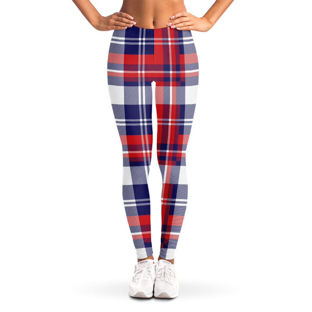 USA Plaid Pattern Print Women's Leggings