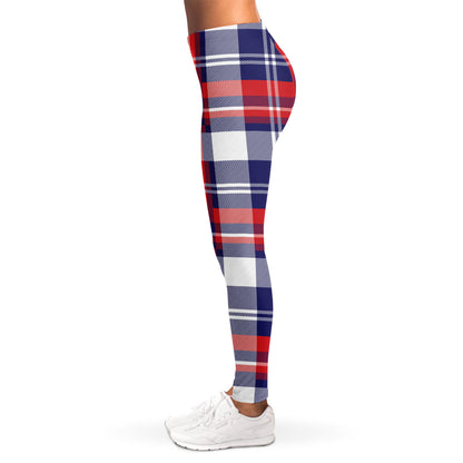 USA Plaid Pattern Print Women's Leggings