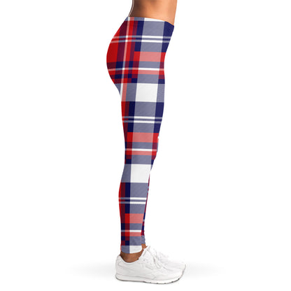 USA Plaid Pattern Print Women's Leggings