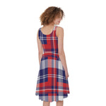 USA Plaid Pattern Print Women's Sleeveless Dress