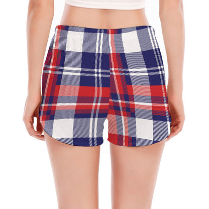 USA Plaid Pattern Print Women's Split Running Shorts
