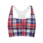 USA Plaid Pattern Print Women's Sports Bra