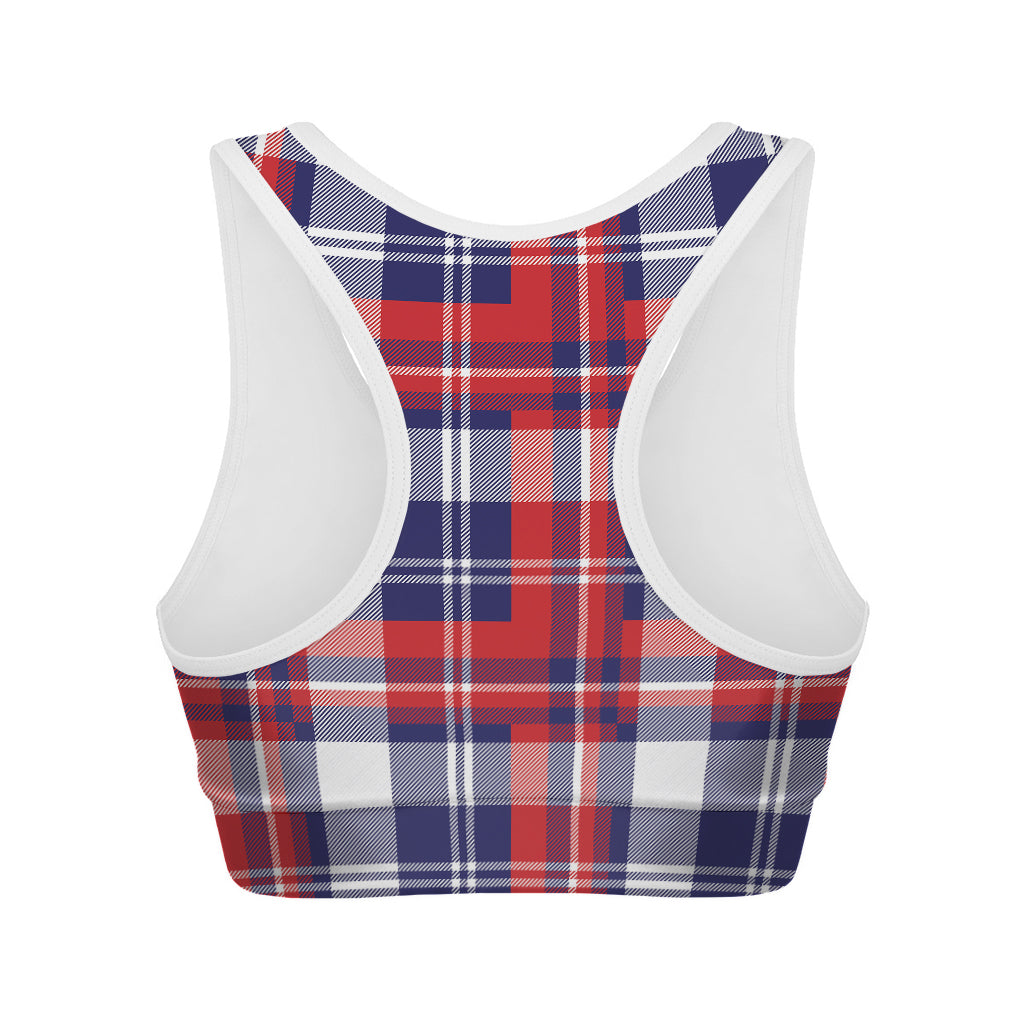 USA Plaid Pattern Print Women's Sports Bra