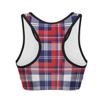 USA Plaid Pattern Print Women's Sports Bra