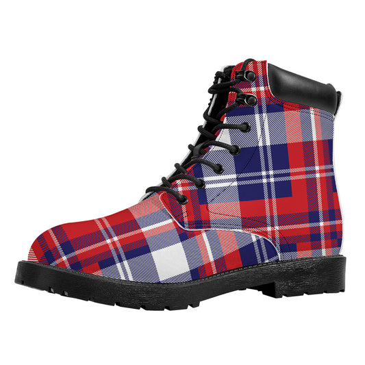 USA Plaid Pattern Print Work Boots