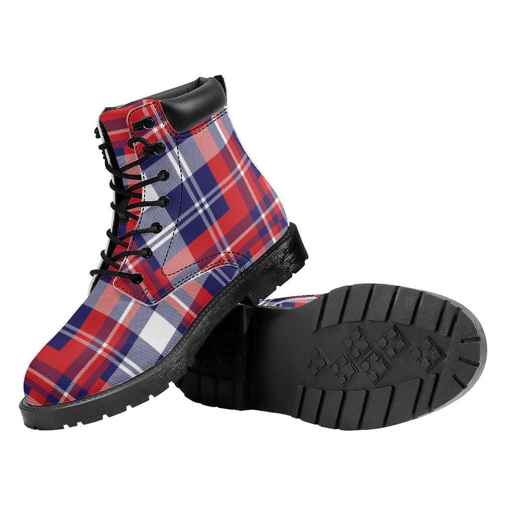 USA Plaid Pattern Print Work Boots