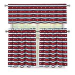 USA Striped Pattern Print 3 Piece Kitchen Curtains