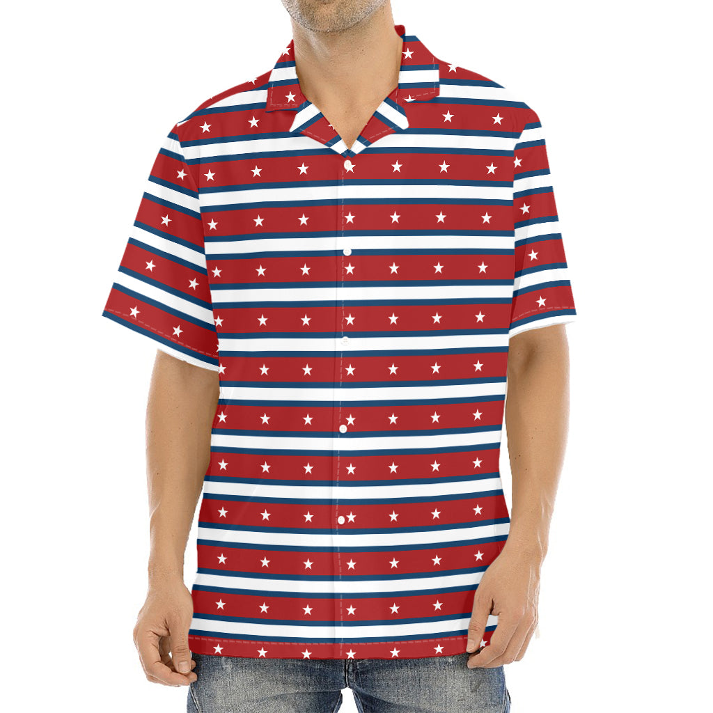 USA Striped Pattern Print Aloha Shirt