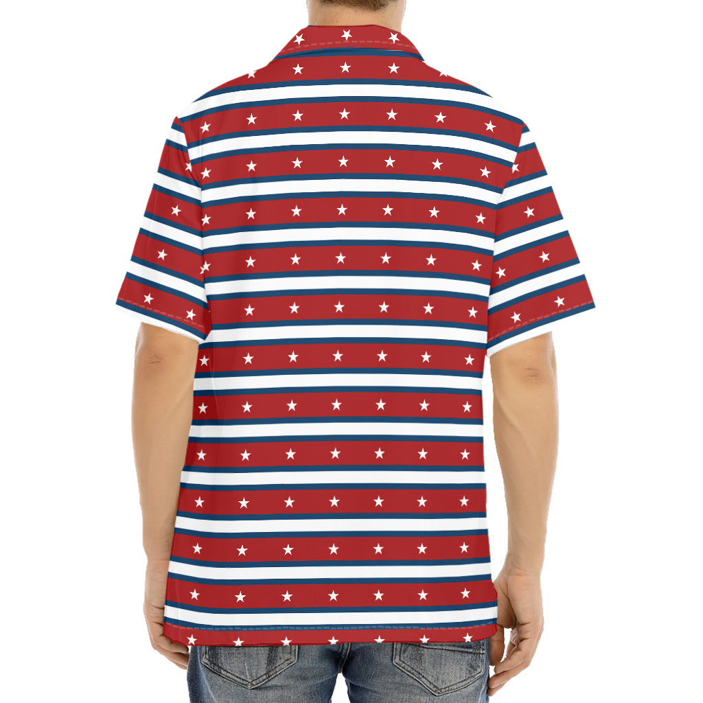 USA Striped Pattern Print Aloha Shirt
