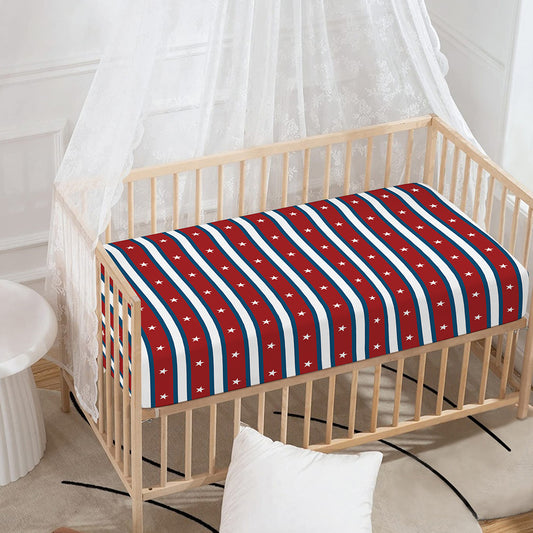USA Striped Pattern Print Baby Crib Sheet