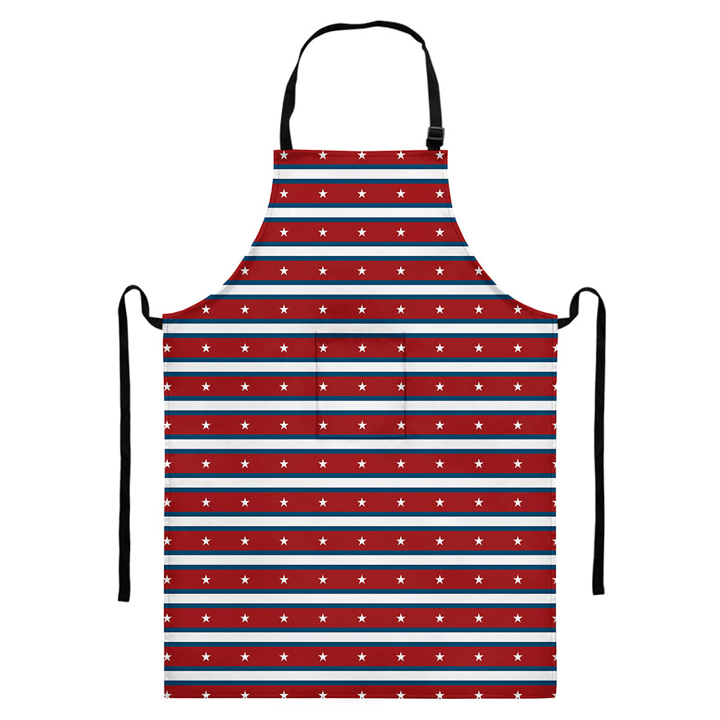 USA Striped Pattern Print Bib Apron With Pocket