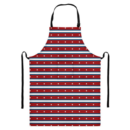 USA Striped Pattern Print Bib Apron With Pocket