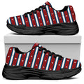 USA Striped Pattern Print Black Chunky Shoes