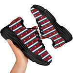 USA Striped Pattern Print Black Chunky Shoes