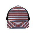 USA Striped Pattern Print Black Mesh Trucker Hat