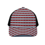 USA Striped Pattern Print Black Mesh Trucker Cap