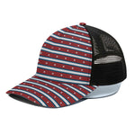 USA Striped Pattern Print Black Mesh Trucker Cap