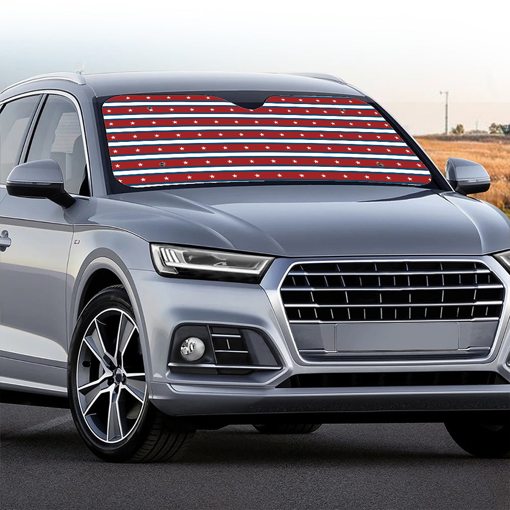 USA Striped Pattern Print Car Windshield Sun Shade