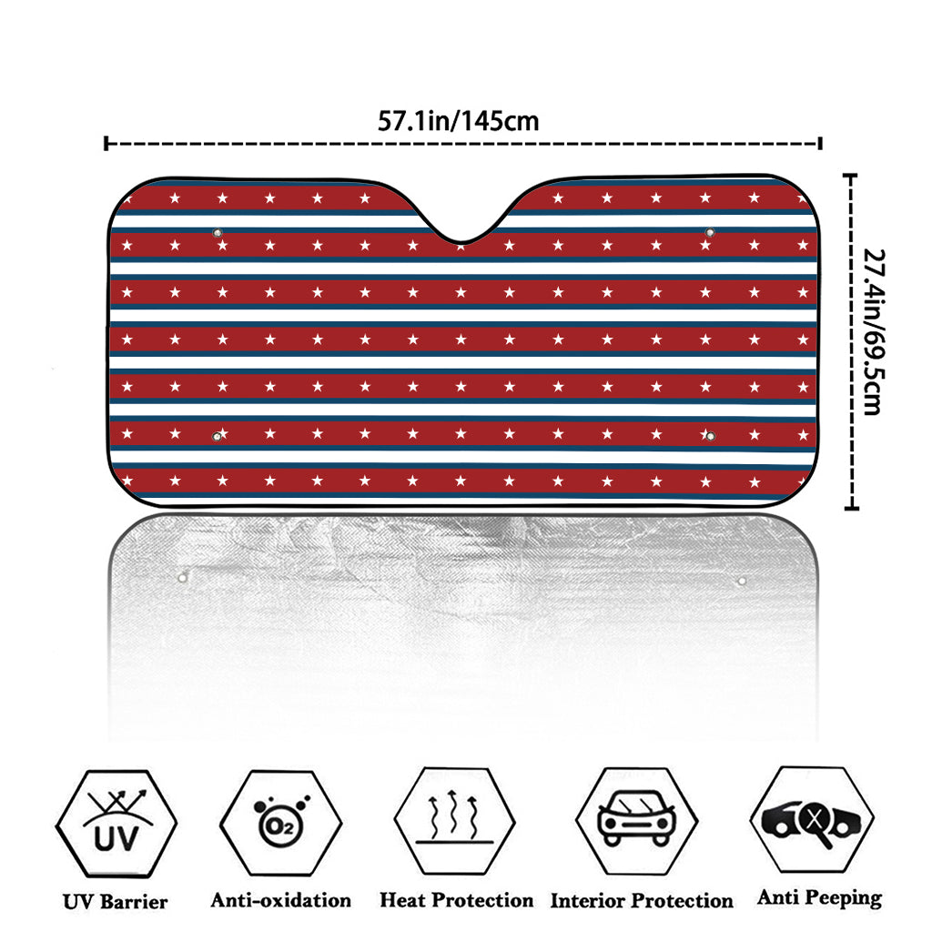 USA Striped Pattern Print Car Windshield Sun Shade