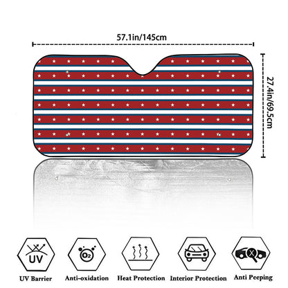 USA Striped Pattern Print Car Windshield Sun Shade
