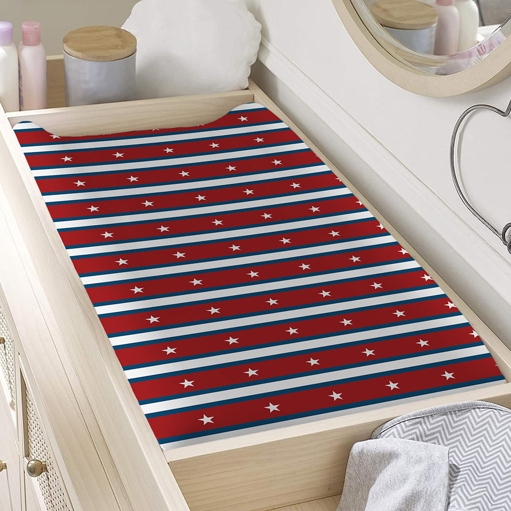 USA Striped Pattern Print Changing Pad Cover