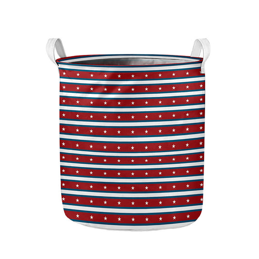 USA Striped Pattern Print Collapsible Laundry Basket