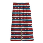 USA Striped Pattern Print Cotton Front Slit Maxi Skirt