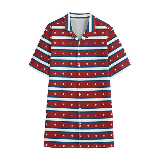 USA Striped Pattern Print Cotton Hawaiian Shirt