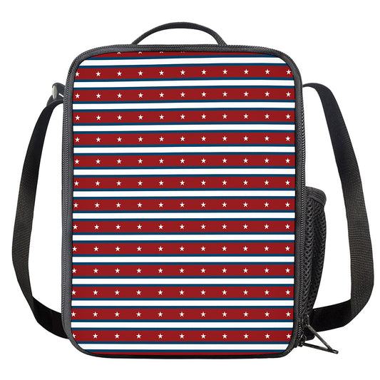 USA Striped Pattern Print Crossbody Lunch Bag