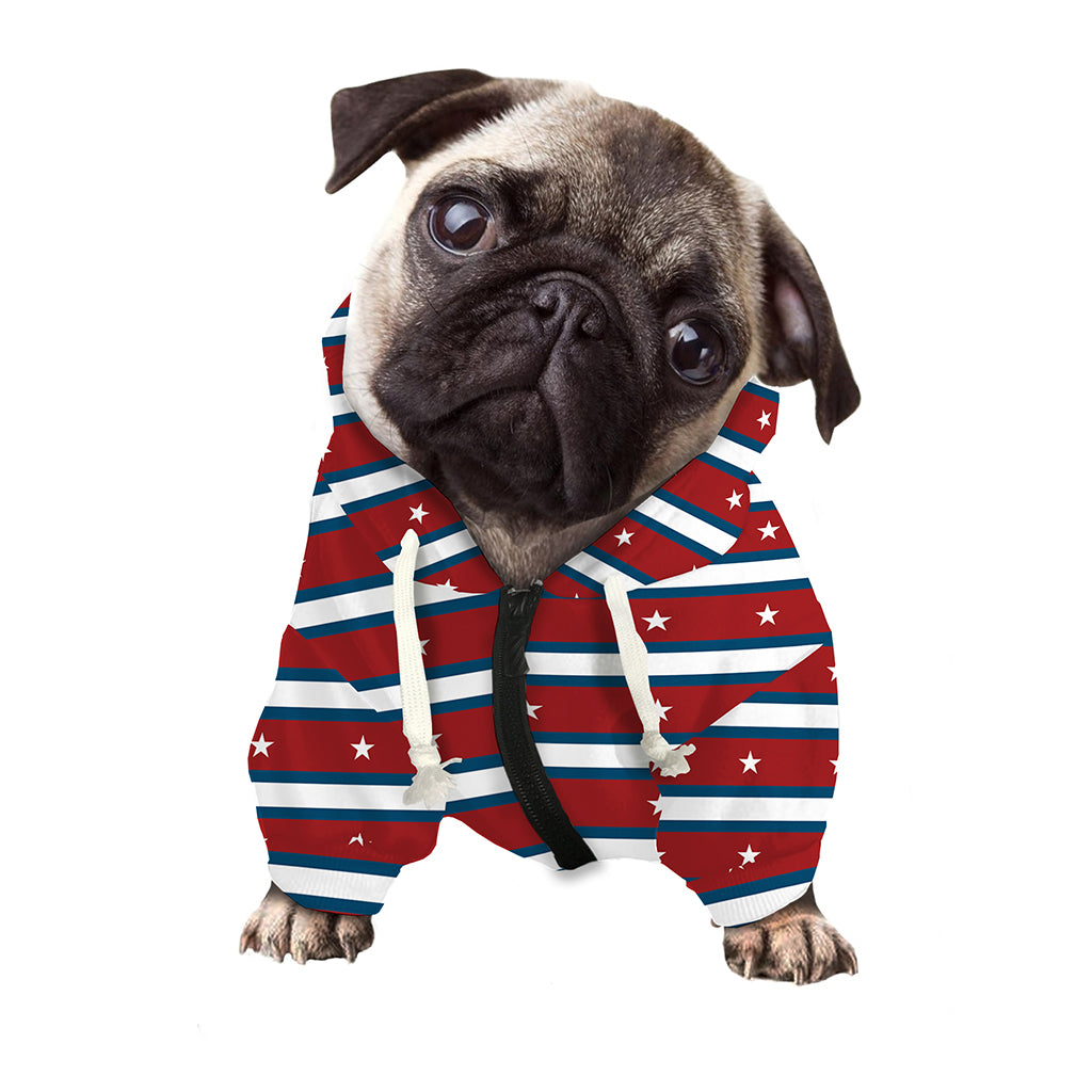 USA Striped Pattern Print Dog Zip Up Hoodie