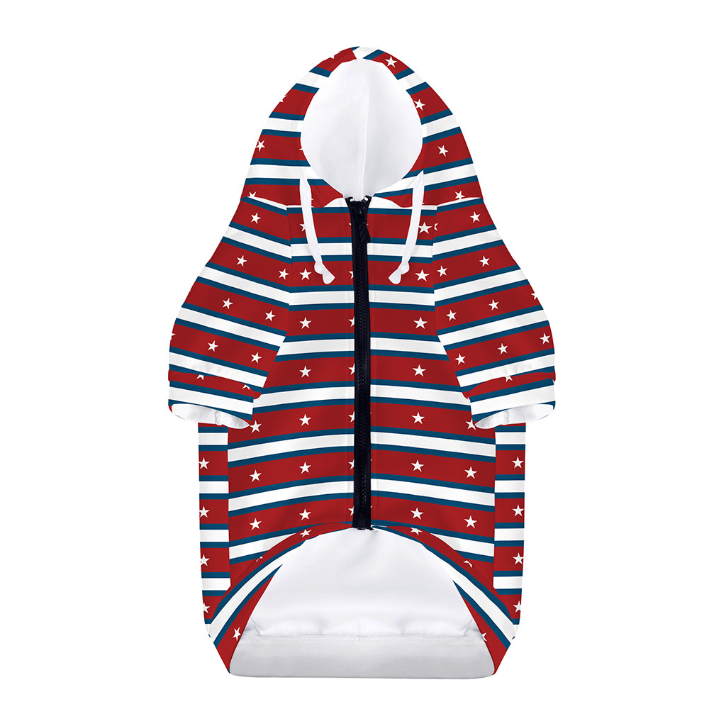 USA Striped Pattern Print Dog Zip Up Hoodie