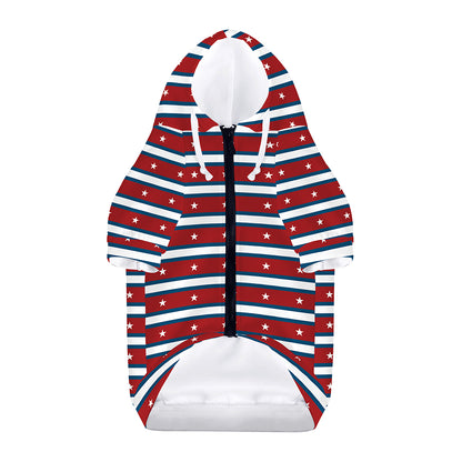 USA Striped Pattern Print Dog Zip Up Hoodie