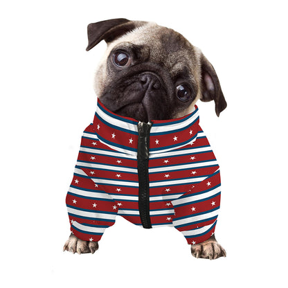 USA Striped Pattern Print Dog Zip Up Jacket