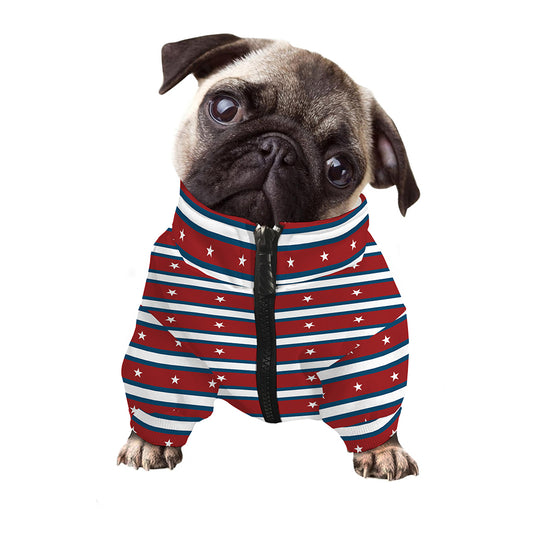 USA Striped Pattern Print Dog Zip Up Jacket