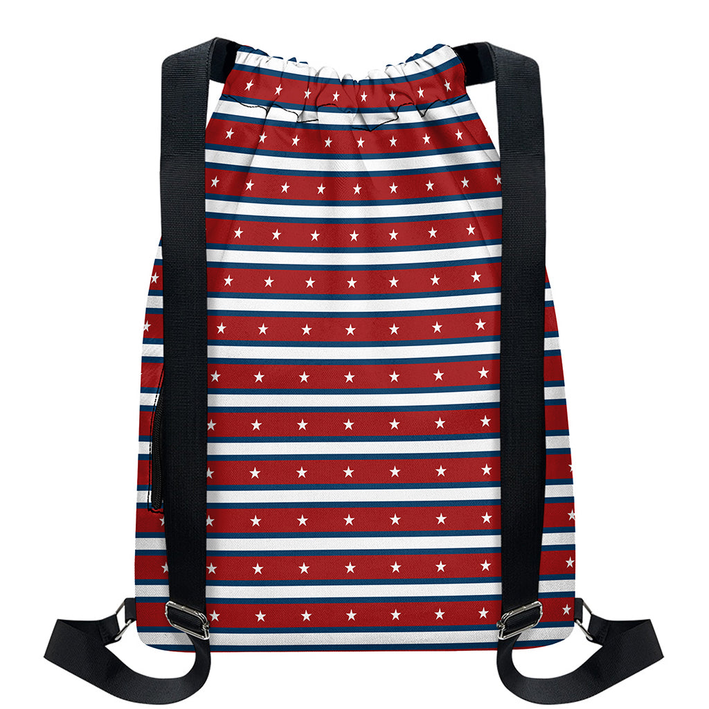 USA Striped Pattern Print Drawstring Backpack