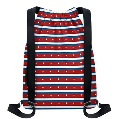 USA Striped Pattern Print Drawstring Backpack