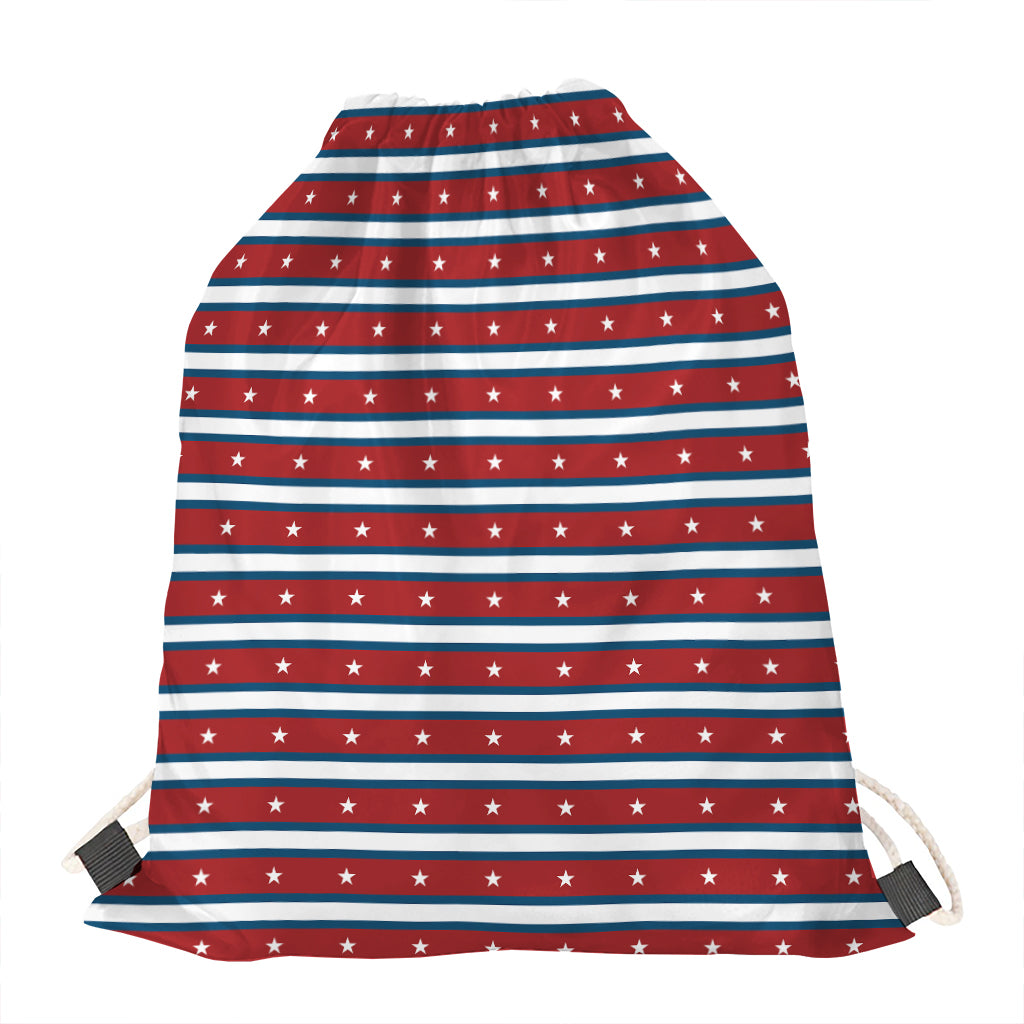 USA Striped Pattern Print Drawstring Bag