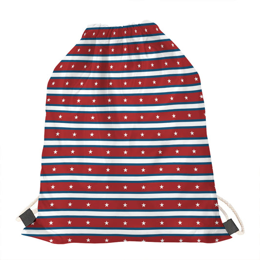 USA Striped Pattern Print Drawstring Bag