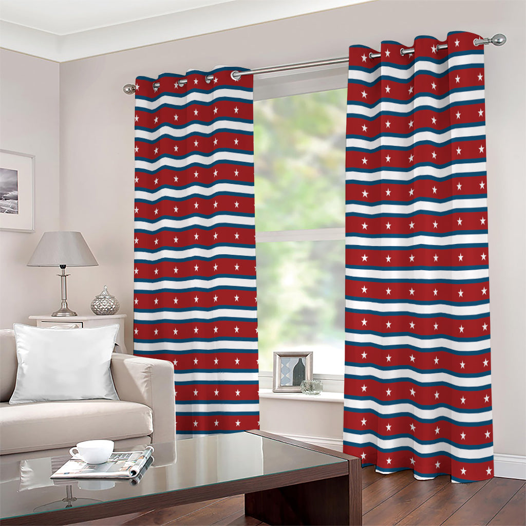 USA Striped Pattern Print Extra Wide Grommet Curtains