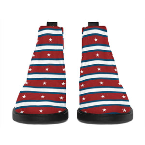 USA Striped Pattern Print Flat Ankle Boots