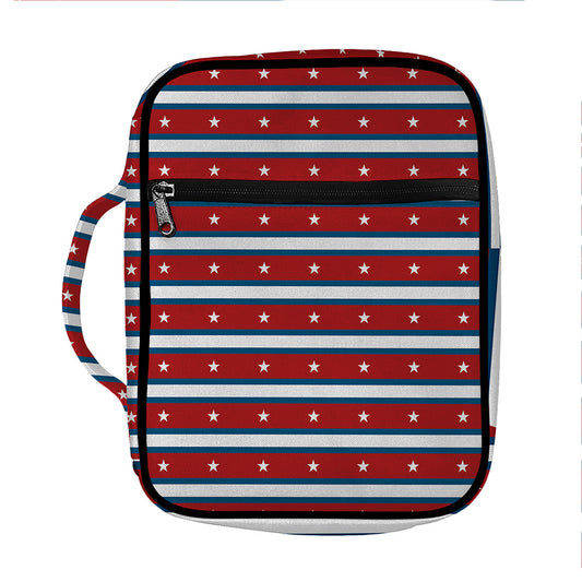 USA Striped Pattern Print Front Pocket Bible Bag