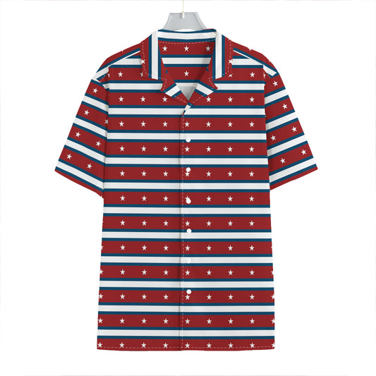 USA Striped Pattern Print Hawaiian Shirt